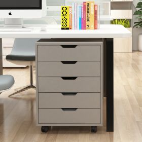 The filing cabinet has five drawers, a small rolling filing cabinet, a printer rack, an office locker