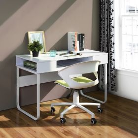 43.3&quot; Rectangular Computer Desk / Writing Desk with Open Storage; White