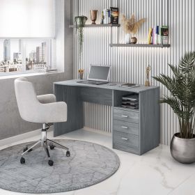 Techni Mobili Classic Computer Desk with Multiple Drawers, Grey