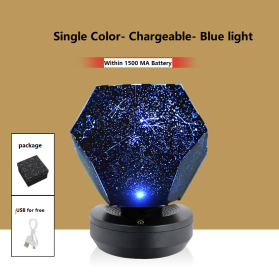 LED Starry Sky Projector Night Lights 3D Projection Night Lamp USB Charging Home Planetarium Kids Bedroom Decoration Room Lighting (Option: Chargeable Blue)