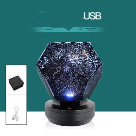 LED Starry Sky Projector Night Lights 3D Projection Night Lamp USB Charging Home Planetarium Kids Bedroom Decoration Room Lighting (Option: 3 colors USB)