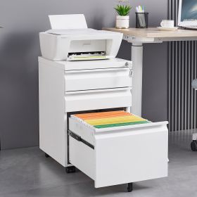 3-Drawer Mobile File Cabinet with Lock, Office Storage Filing Cabinet for Legal/Letter Size (Color: as Pic)