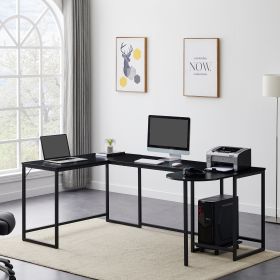 U-shaped Computer Desk;  Industrial Corner Writing Desk with CPU Stand;  Gaming Table Workstation Desk for Home Office (Color: Black)